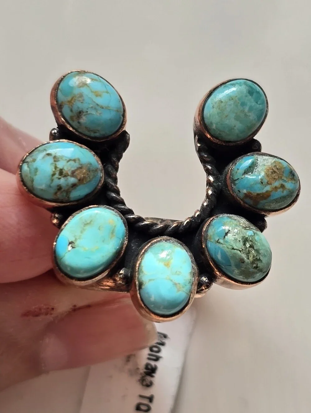 Mojave Turquoise Horseshoe Ring In Copper, Southwestern